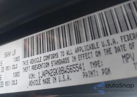 2011 Jeep Liberty Sport из США, поврежденный, VIN 1J4PN2GK0BW565541